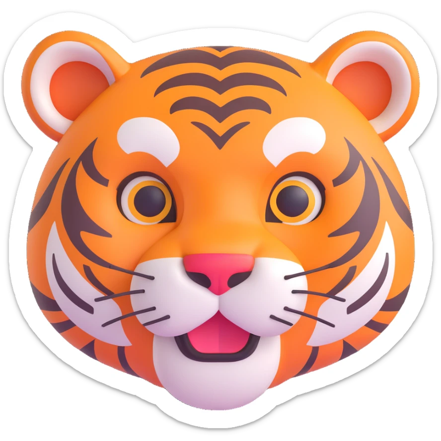 red flag with a cartoon tiger face in the center, playful and bold, no text sticker
