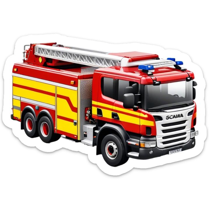 Fire Truck - Scania P320 Fire Truck (Model Year: 2015) (Iconic Colour: Red with white and yellow stripes) sticker