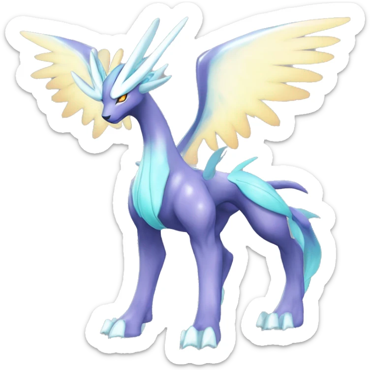  cool edgy shiny colorful godly ethereal Suicune-Dialga-Fakemon full body sticker