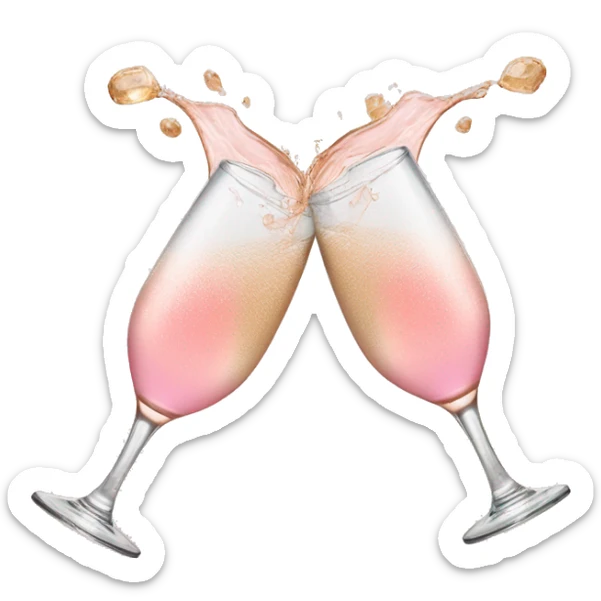 glasses of pastel pink champagne are smashing against each other sticker