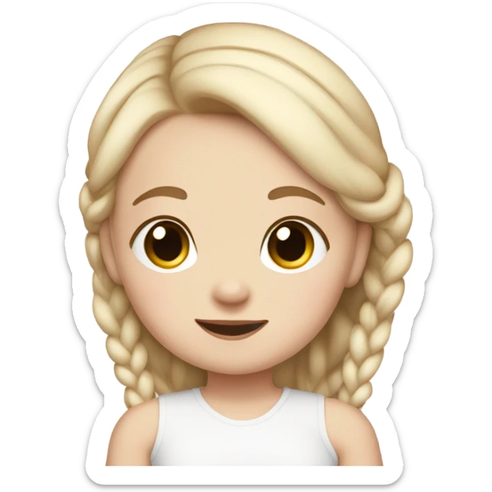 pale white toddler girl with brown straight pigtails and big black eyes  sticker