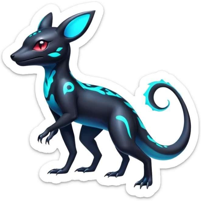 Colorful Neon Exotic Salandit-Aurorus-Umbreon-Fakémon-hybrid-creature (full body)  sticker