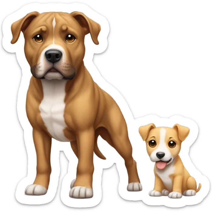 Two brindle dogs one a adult pitbull and the other a puppy golden shepherd both brindle sticker