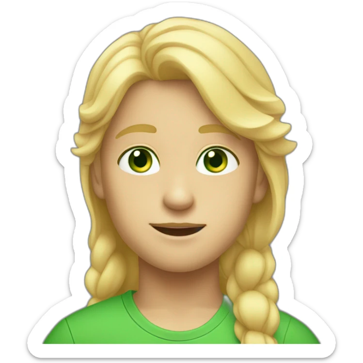 boy with blond hair bright skin and green eyes wear raiboal tshirt sticker