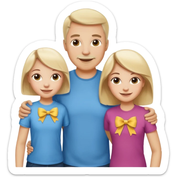 happy white family with one dad, one mom, one blonde girl, and one brunette girl sticker