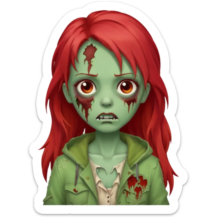i want a zombie girl emoji with long red hair sticker