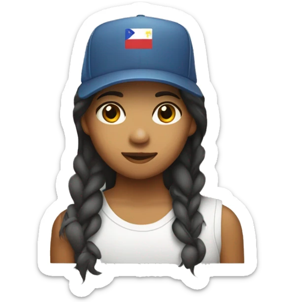 Filipino girl with a mullet in a trucker hat emoji sticker