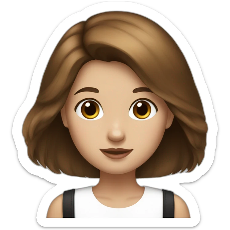 a girl with brown hair with a white and black pomerania  sticker