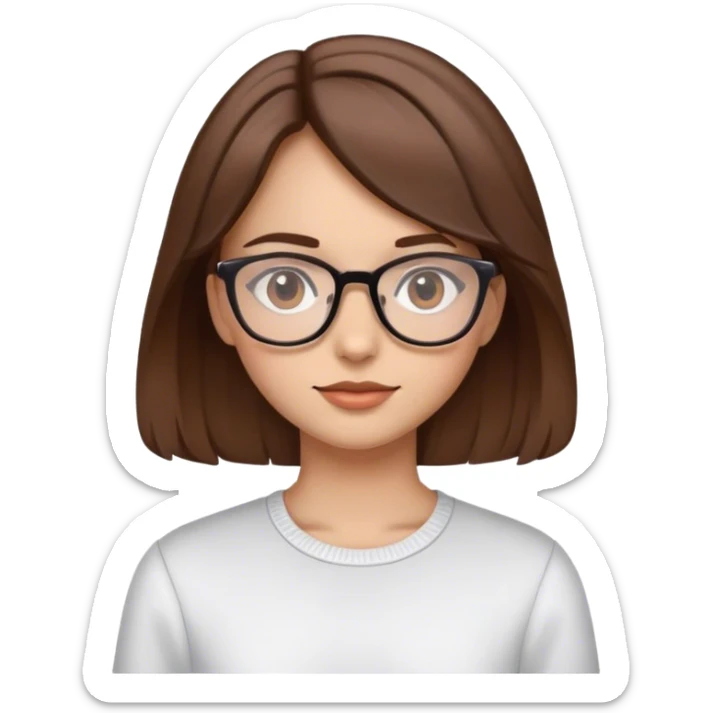 siyah/gri gibi gözlüklü,kahverengi düz ama çok hafif de dalgalı saçlı, koyu kahverengi-koyu gözlü, beyaz/buğday tenli kız sticker