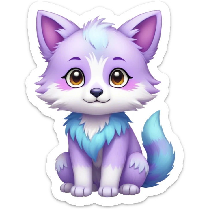 Kawaii bright fantasy ethereal anthro fursona animal sticker