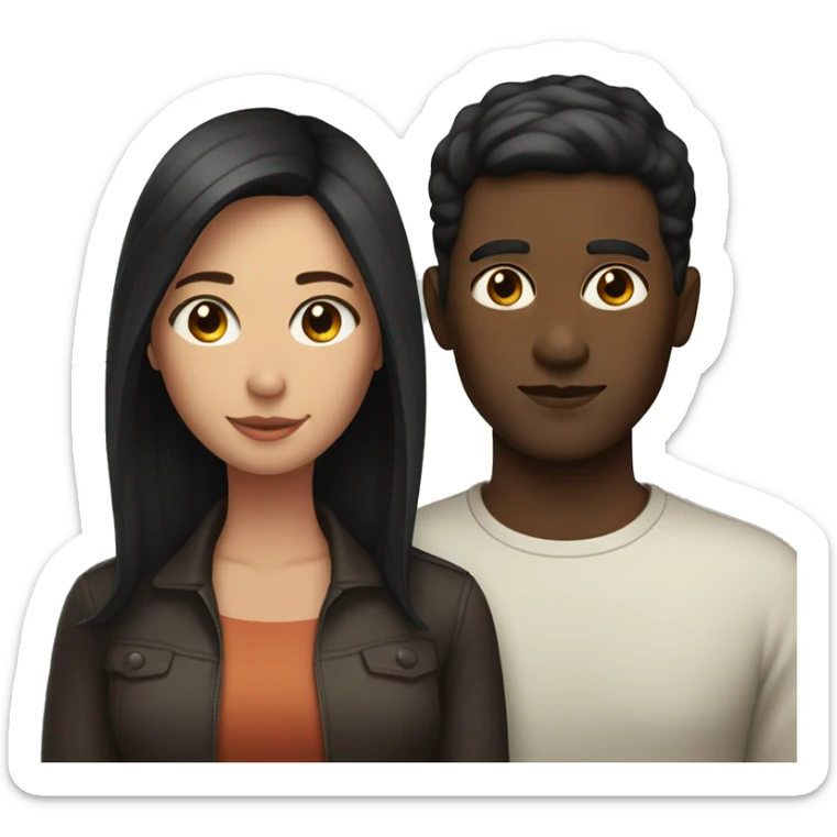 couple man with brown short hair and bright skin women with long black hair and darker skin  sticker