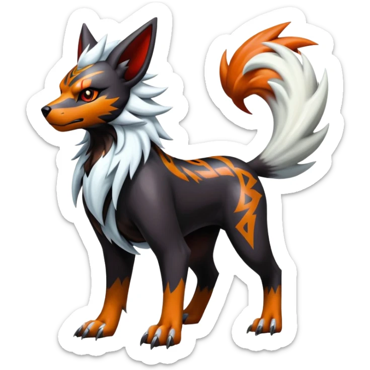 Shiny Gothic Exotic Punk’ish Cool Colorful Epic Futuristic Houndoom-Arcanine-Zorua-Torracat-Pokémon-Fakémon-hybrid-creature sticker