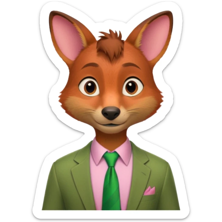 Nick Wilde (pink shirt, green tie, no suit) from the Zootopia Disney movie sticker