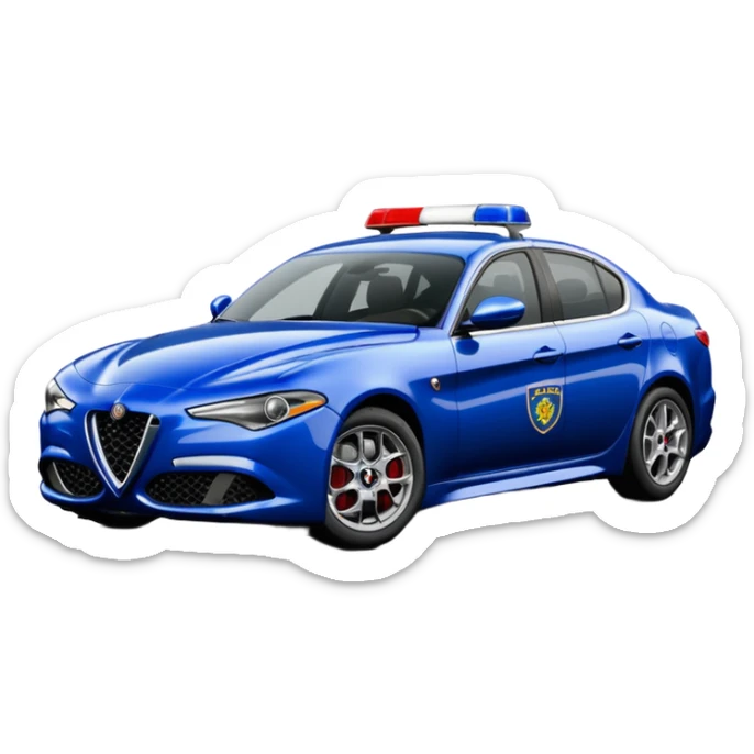 crea auto di servzio alfa romeo giulia tutta blu scuro quasi nero con la scritta sul lato polizia penitenziaria  sticker