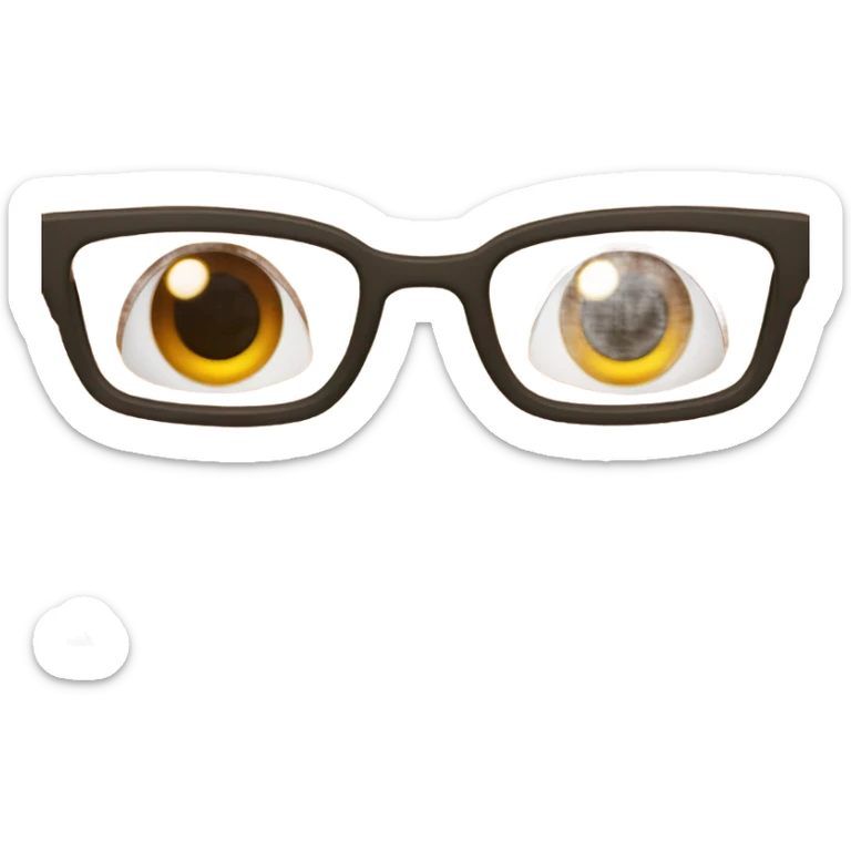 brown-haired person, brownish-green eyes with orange stripes and glasses person sticker