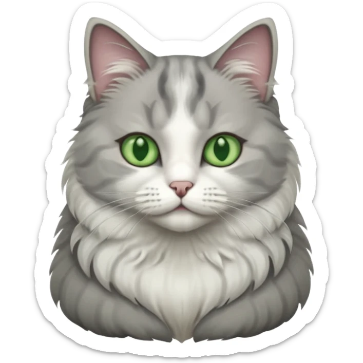 a grey and white cat sitting regally sticker