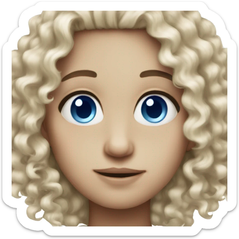White skin curly hair blue eye sticker