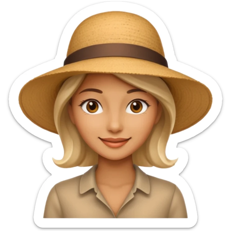 A realistic portrait of a woman wearing a stylish hat, soft shadows on her face, gentle smile, natural skin texture, cinematic lighting
 sticker