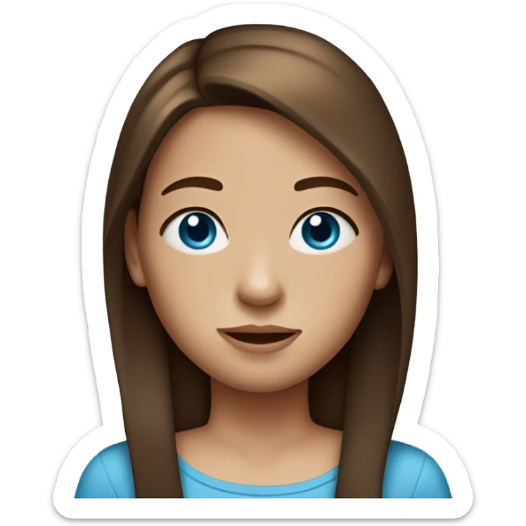 Girl with long straight brown hair, blue eyes, freckles  sticker