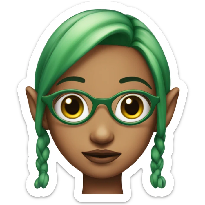 pink skin with four eyes girl with green hair and elf like ears  sticker