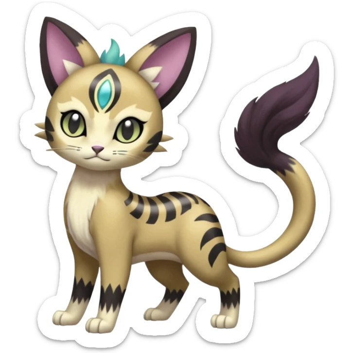 Smooth Soft Dark Pastel Meloetta-Liepard-Persian-Purrloin-Gatomon-Trico-Pokémon-Digimon-Fakémon-fusion-hybrid-creature sticker