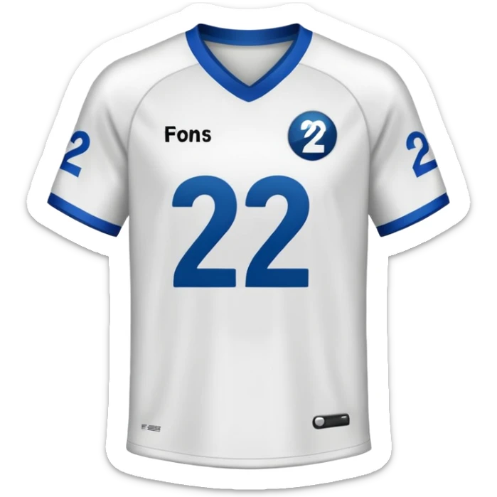 White football jersey at the back with number 22 and my name RONIHO  sticker