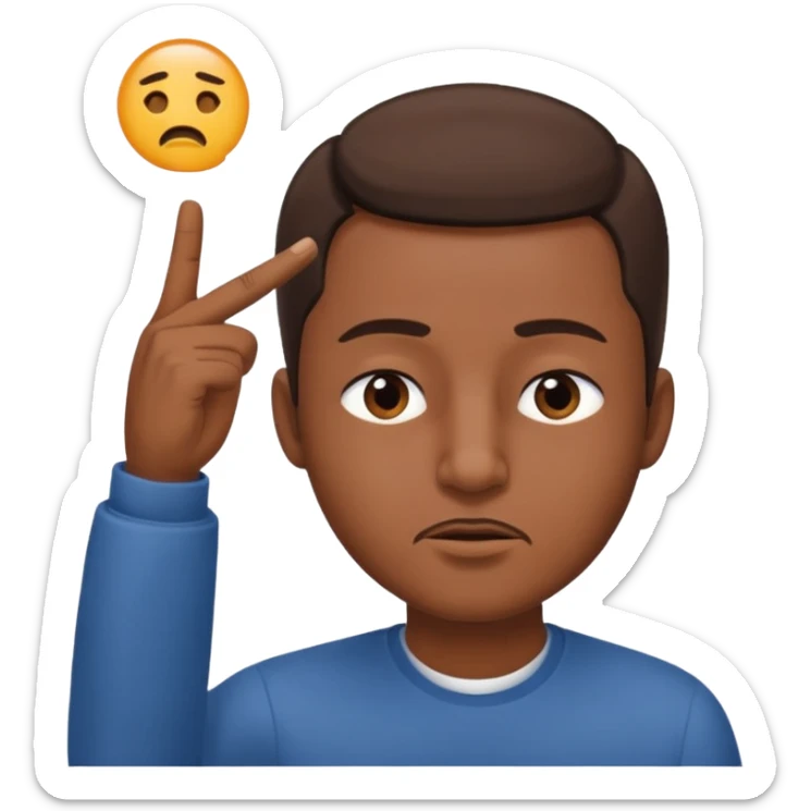 Emoji de hombre haciendo silencio y señalandose la cabeza con los ojos cerrados sticker