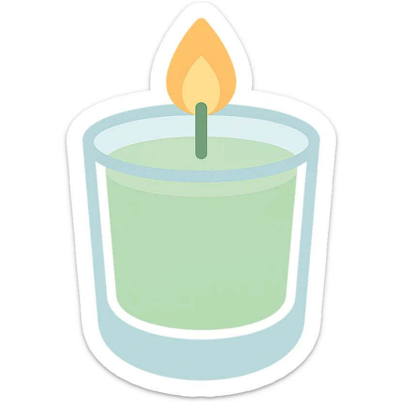 pale green candle in a glass cup sticker