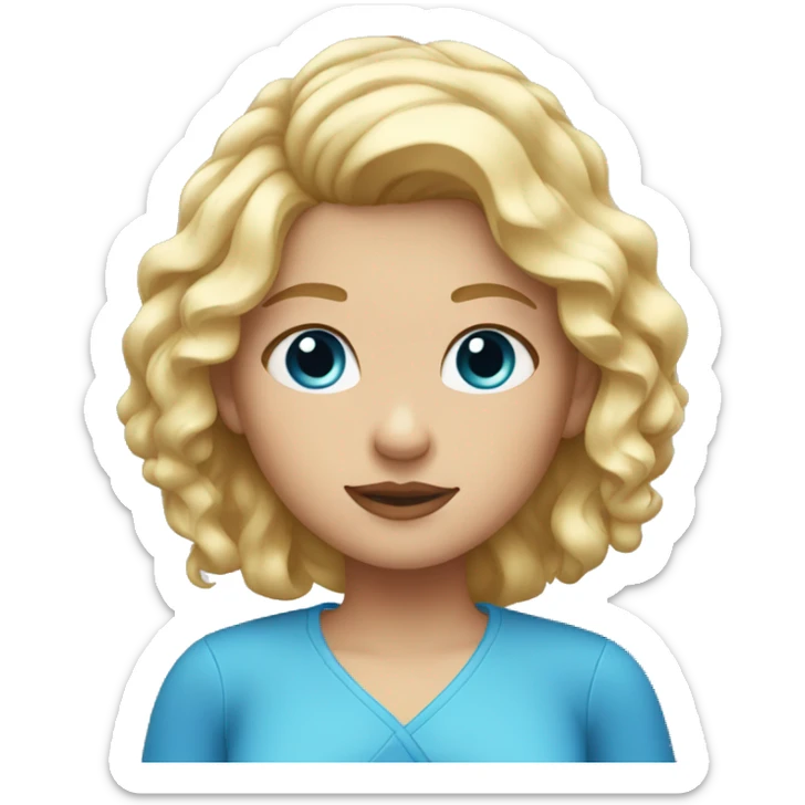 Girl with blonde hair and blue eyes shoulder shrug sticker