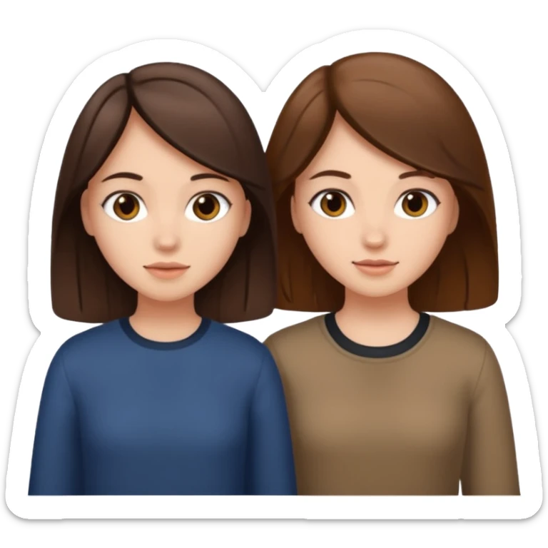 2 Besties g girls one dark brown hair one light brown hair sticker