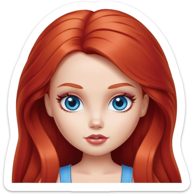 pretty bratz girl, res long hair, blue eyes, white skin sticker