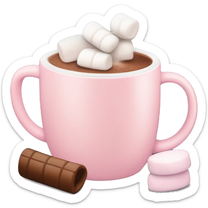Light Pink mug of hot chocolate with marshmallows  sticker