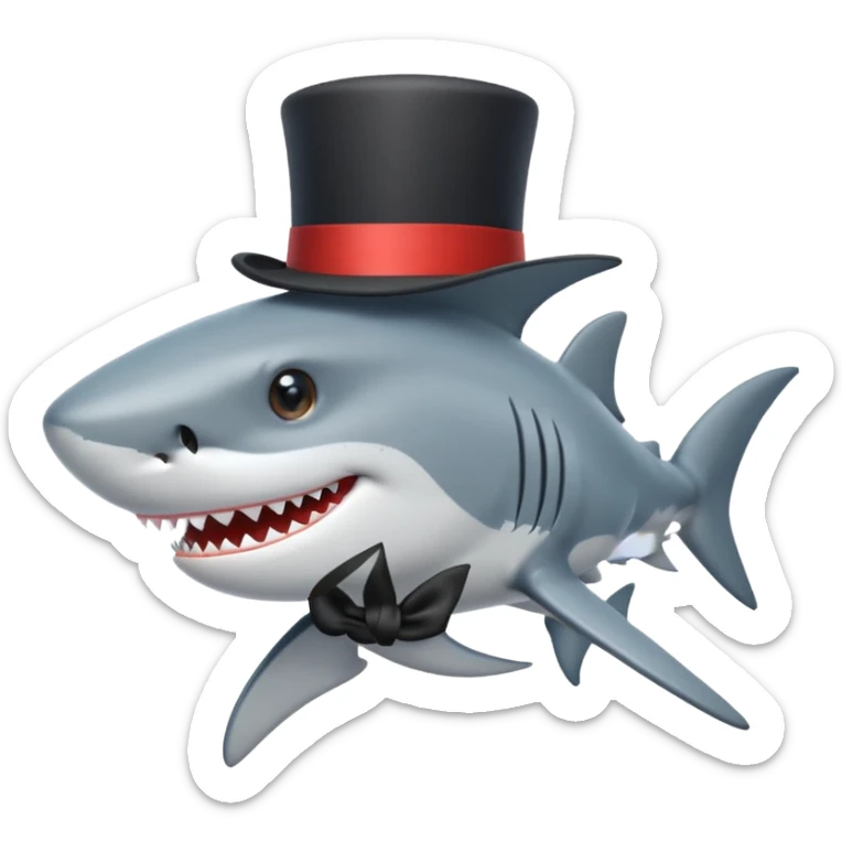 Shark with a top hat sticker