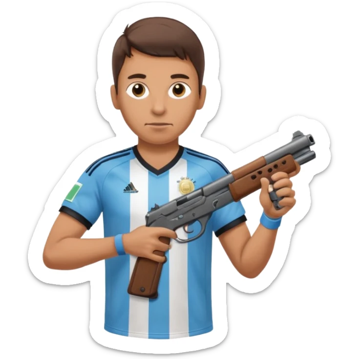 haz un turro con una biszera para atras y con un arma remera argentina pero arma de fuego sticker