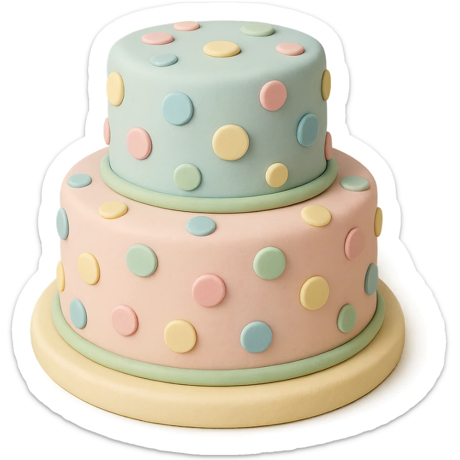 tiered fondant cake with polka dots sticker