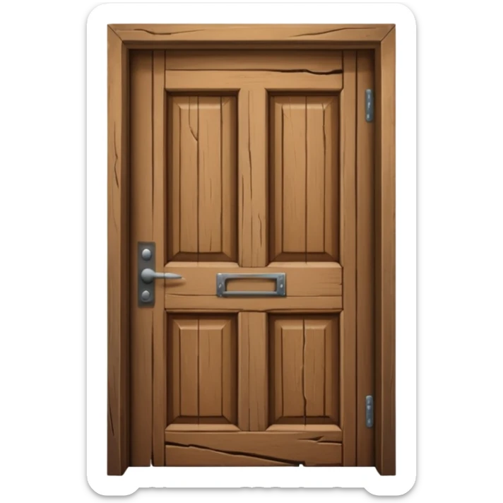 a wooden door that is wide open. The door frame is simple and matches the wood tone of the door. sticker