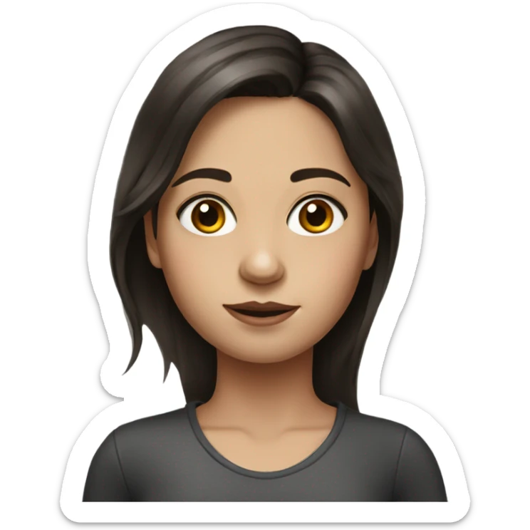 realistic portrait of girl with dark brown hair sticker