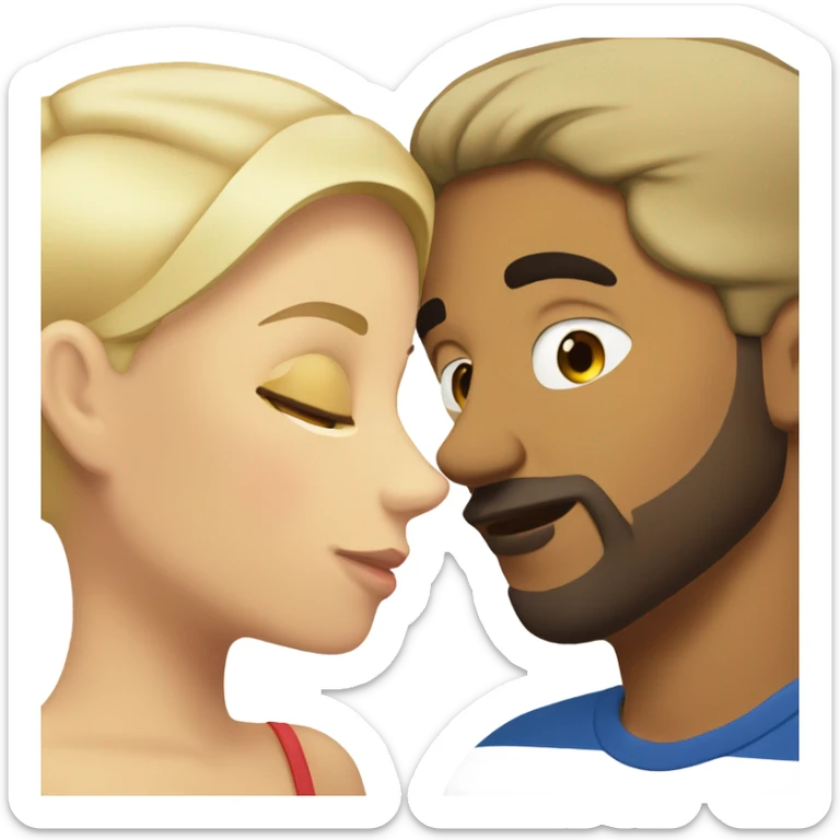 Puerto rican beard short hair with blonde girl kissing  sticker