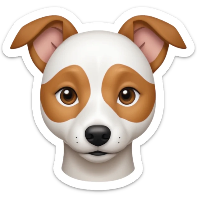 a fully white jack russell the size of a kelpie with light brown ears and a light brown patch on one eye sticker