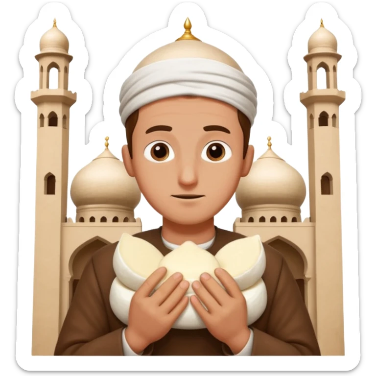 some guy eating 1kg of mozzarella, make it nepalese, more brown, slightly less brown, in a mosque, praying sticker