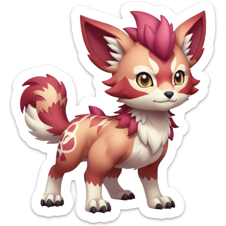 Vibrant Male cute cool anime-styled Falvie-Fionbri-fantasy-creature-Fakémon-Pokémon, full body, with random markings sticker