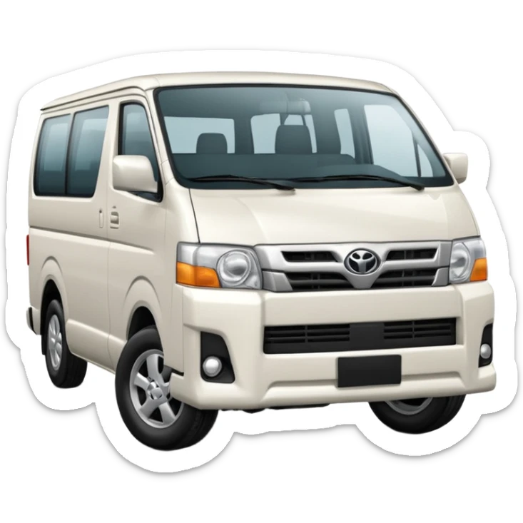 3D emoji of a Peruvian urban white toyota hiace sticker