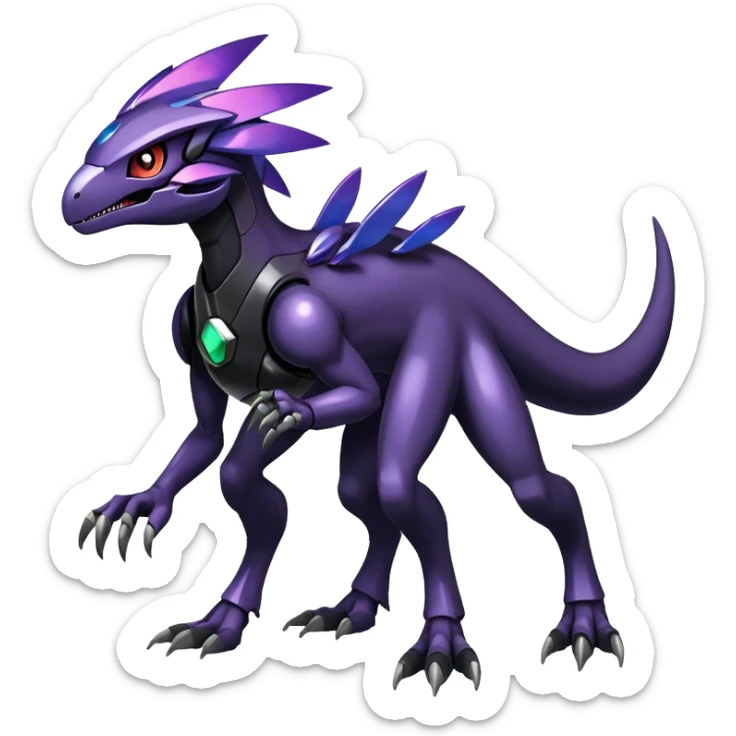 Shiny Dark Nebula Futuristic Fakemon-Pokemon-Digimon-Spectrobes-Raptor-fusion, full body sticker