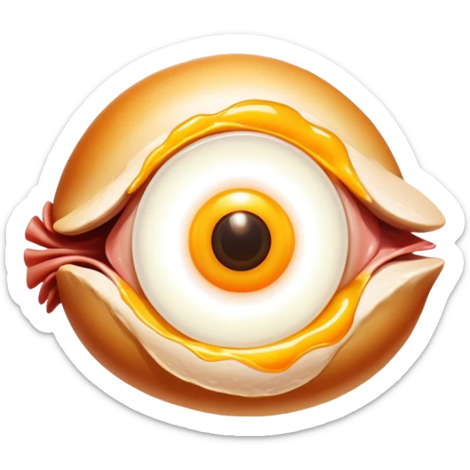 Chicken pieces with liver and egg yolk surrounding a central eye that beams light to patches of skin. The vitamin A-rich foods glow with golden energy that flows through the eye and onto the skin, showing improved vision and skin regeneration. sticker
