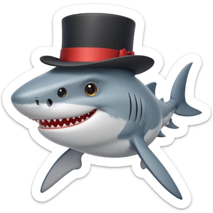 Shark with a top hat sticker