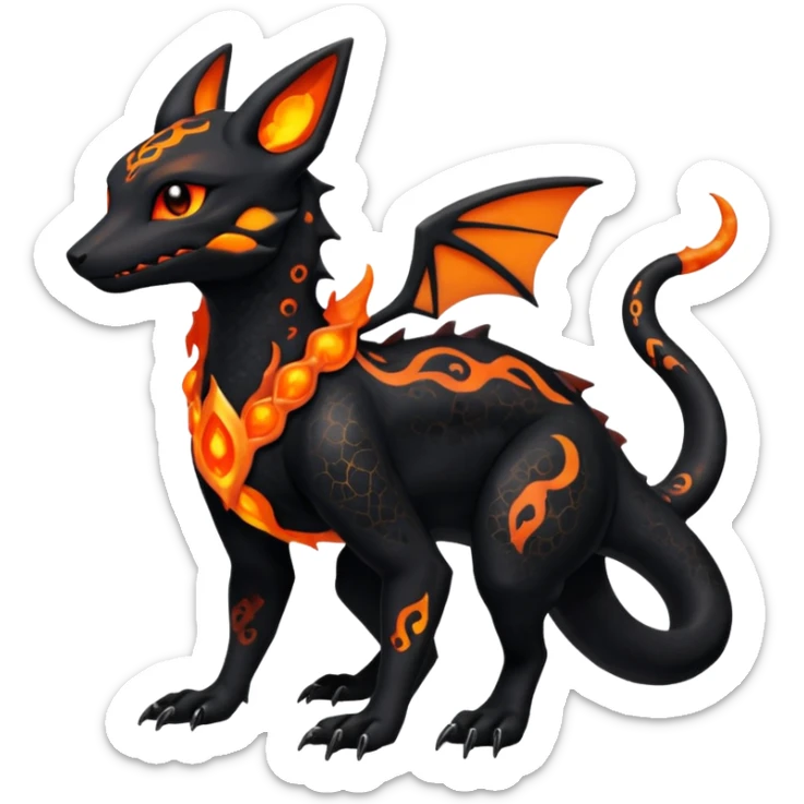 Edgy gothic dark evil volcanic magma-Salandit-Umbreon-Amaura-hybrid-fusion (full body) sticker