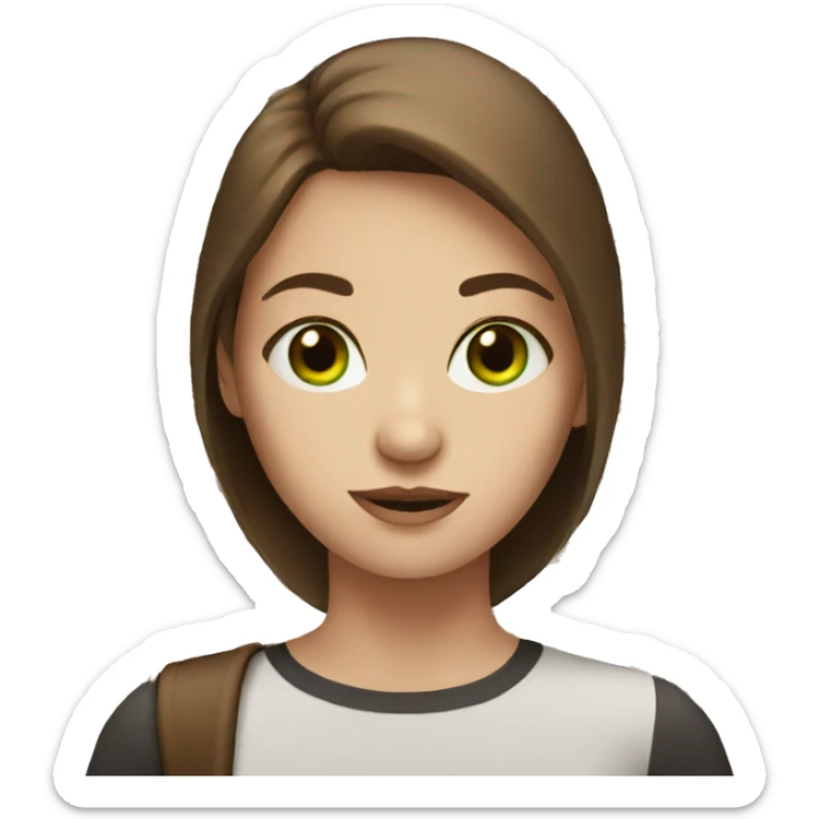 girl with white skin, green eyes and brown hair sticker