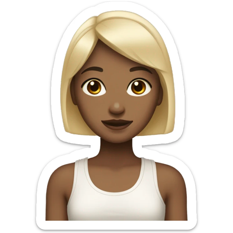  girl with short blonde hair and dark brown bangs, dark brown eyes and light skintone sticker