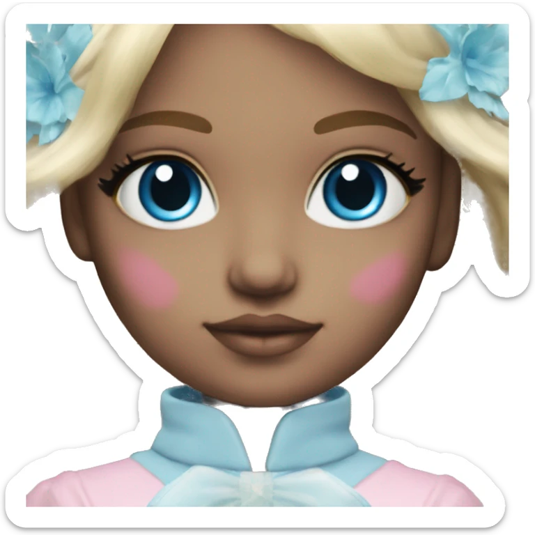 ocean blue doll eyes, blonde hair, feminine, pink, girl, angelic sticker