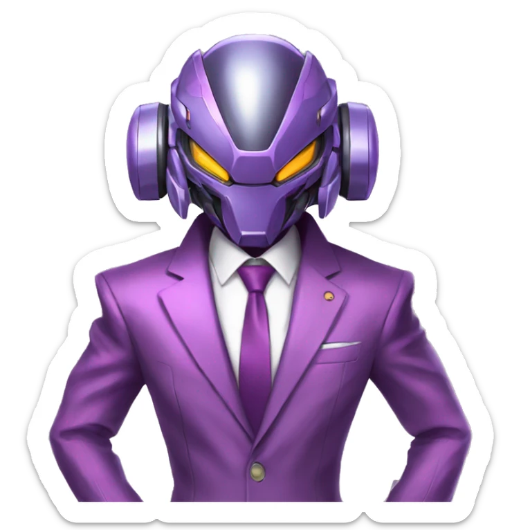 a Genesect-Raptor-Fakémon-Medabot-—hybridwith a futuristic visor-helmet and a suit full body sticker
